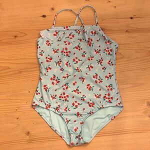 Strawberry print one piece girl’s swim swimsuit size large 10–12 plus EXCELLENT